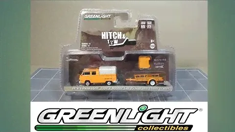 Greenlight Hitch & Tow Volkswagen Type 2 Double Cab Pickup and Utility Trailer Series 11 1/64